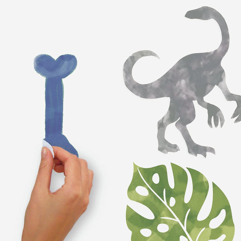 RoomMates RMK4101SCS Watercolor Dinosaur Peel and Stick Wall Decals,Blue, Green, Gray - Image 3